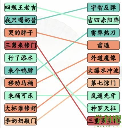 搞笑招式完成动漫空耳连线怎么过 汉字找茬王搞笑招式完成动漫空耳连线通关攻略