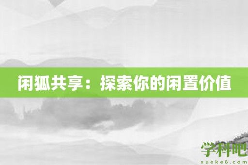 闲狐共享：探索你的闲置价值