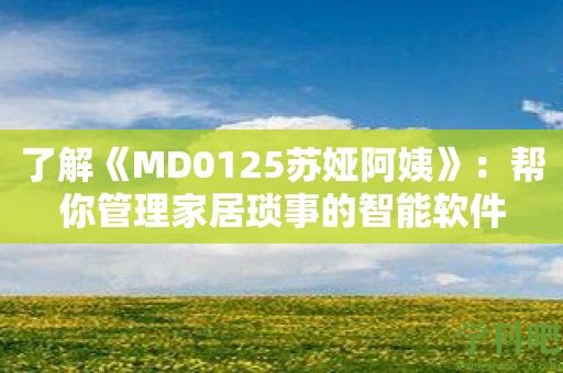 了解《MD0125苏娅阿姨》：帮你管理家居琐事的智能软件