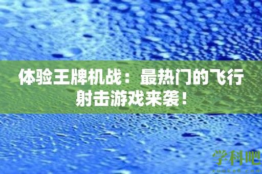 体验王牌机战：最热门的飞行射击游戏来袭！