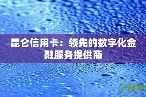 昆仑信用卡：领先的数字化金融服务提供商