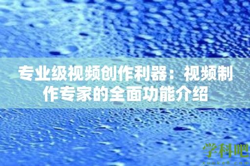 专业级视频创作利器：视频制作专家的全面功能介绍