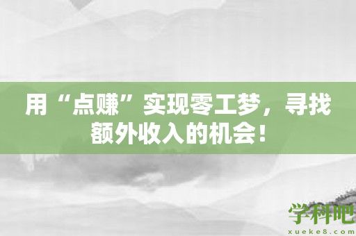 用“点赚”实现零工梦，寻找额外收入的机会！