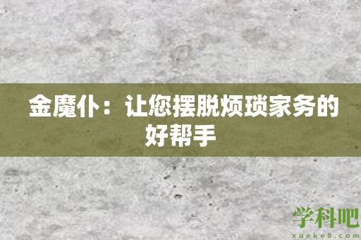 金魔仆：让您摆脱烦琐家务的好帮手