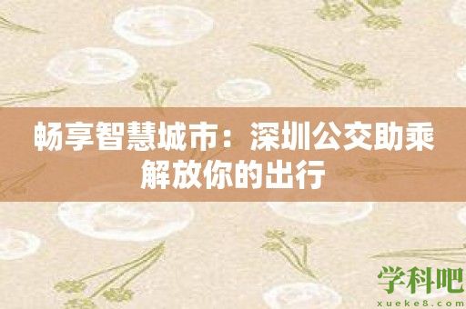 畅享智慧城市：深圳公交助乘解放你的出行