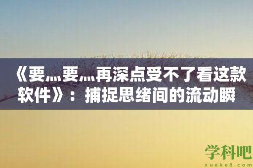 《要灬要灬再深点受不了看这款软件》：捕捉思绪间的流动瞬间