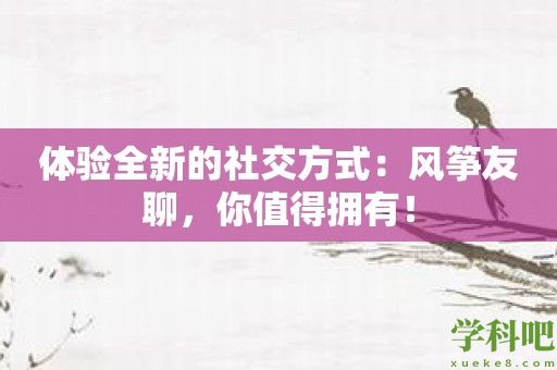 体验全新的社交方式：风筝友聊，你值得拥有！