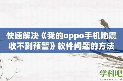 快速解决《我的oppo手机地震收不到预警》软件问题的方法