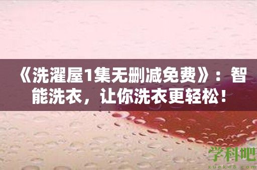 《洗濯屋1集无删减免费》：智能洗衣，让你洗衣更轻松！