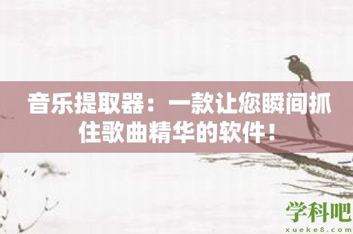 音乐提取器：一款让您瞬间抓住歌曲精华的软件！