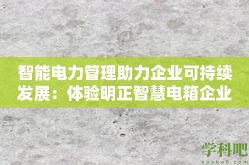 智能电力管理助力企业可持续发展：体验明正智慧电箱企业版带来的益处