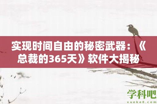 实现时间自由的秘密武器：《总裁的365天》软件大揭秘