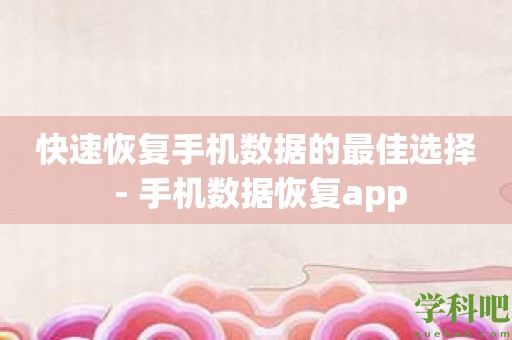 快速恢复手机数据的最佳选择 - 手机数据恢复app