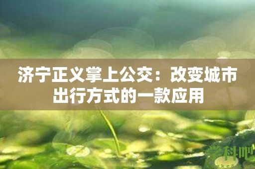 济宁正义掌上公交：改变城市出行方式的一款应用