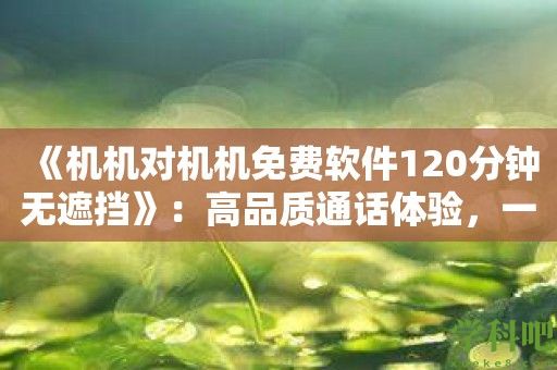 《机机对机机免费软件120分钟无遮挡》：高品质通话体验，一触即达！