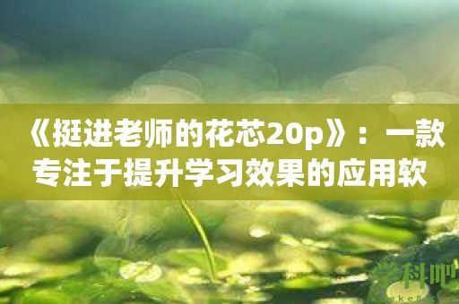 《挺进老师的花芯20p》：一款专注于提升学习效果的应用软件