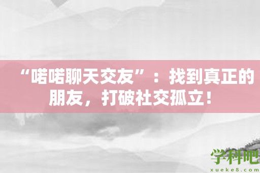 “喏喏聊天交友”：找到真正的朋友，打破社交孤立！