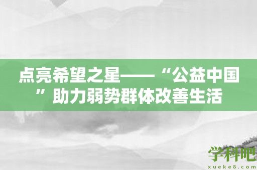 点亮希望之星——“公益中国”助力弱势群体改善生活