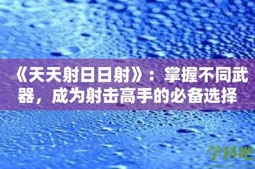 《天天射日日射》：掌握不同武器，成为射击高手的必备选择！