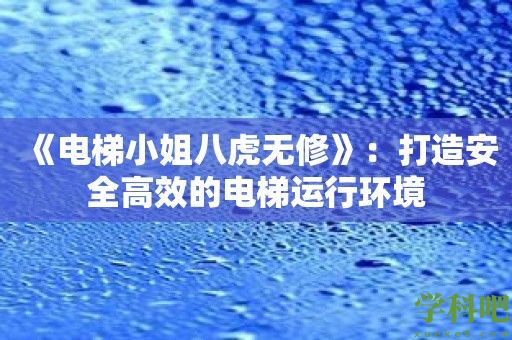 《电梯小姐八虎无修》：打造安全高效的电梯运行环境