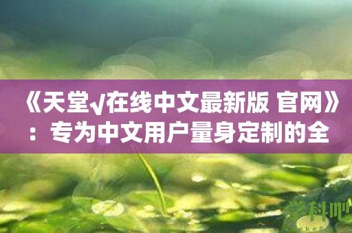 《天堂√在线中文最新版 官网》：专为中文用户量身定制的全方位影视平台