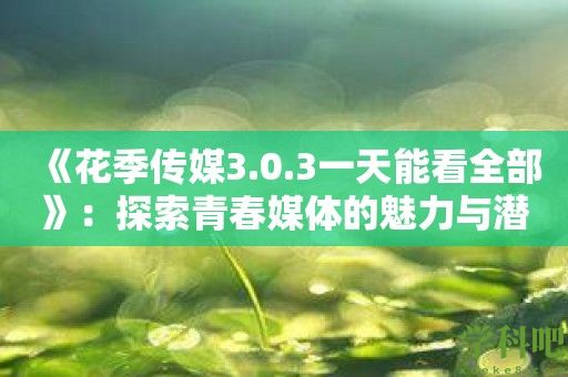 《花季传媒3.0.3一天能看全部》：探索青春媒体的魅力与潜力