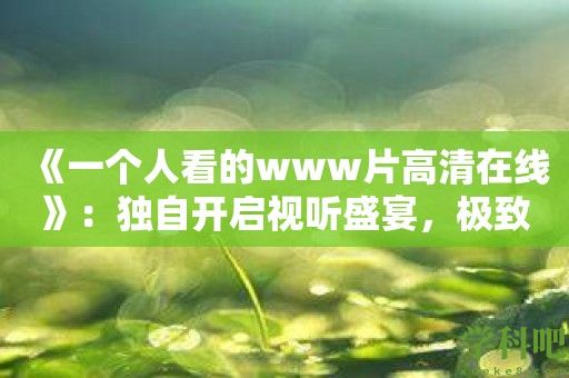 《一个人看的www片高清在线》：独自开启视听盛宴，极致电影体验只为您！