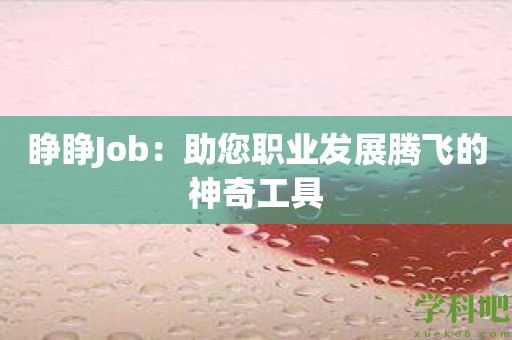 睁睁Job：助您职业发展腾飞的神奇工具