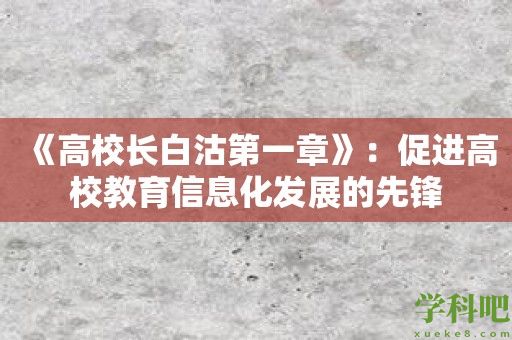 《高校长白沽第一章》：促进高校教育信息化发展的先锋