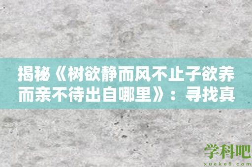 揭秘《树欲静而风不止子欲养而亲不待出自哪里》：寻找真正的自己