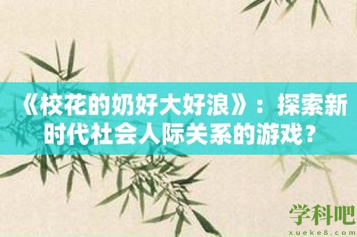 《校花的奶好大好浪》：探索新时代社会人际关系的游戏？