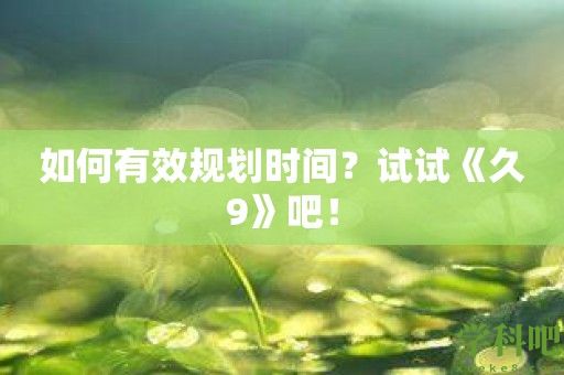 如何有效规划时间？试试《久9》吧！