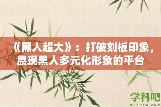 《黑人超大》：打破刻板印象，展现黑人多元化形象的平台