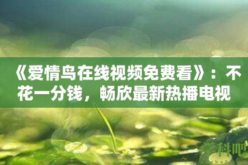 《爱情鸟在线视频免费看》：不花一分钱，畅欣最新热播电视剧！