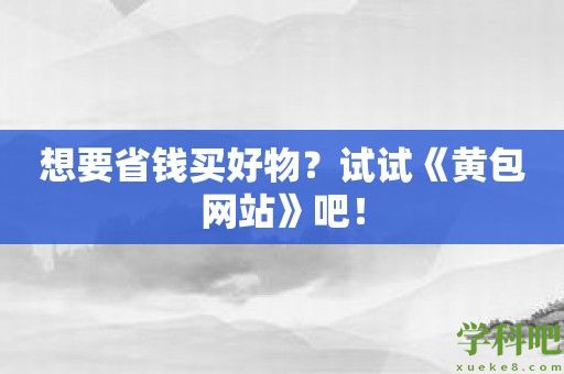 想要省钱买好物？试试《黄包网站》吧！