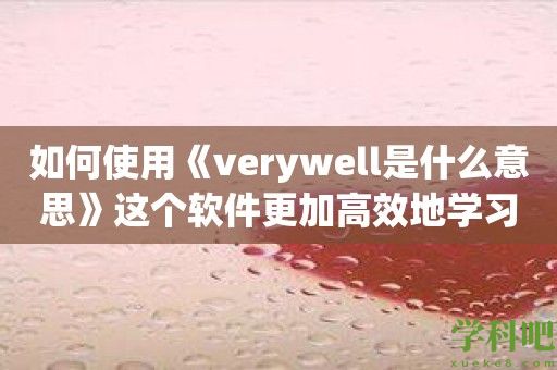 如何使用《verywell是什么意思》这个软件更加高效地学习新词汇？