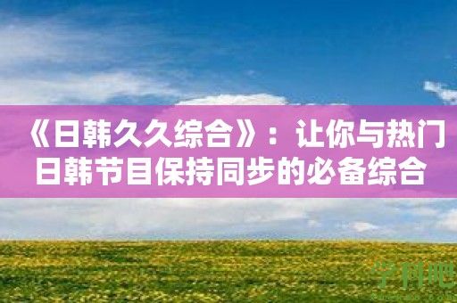 《日韩久久综合》：让你与热门日韩节目保持同步的必备综合工具