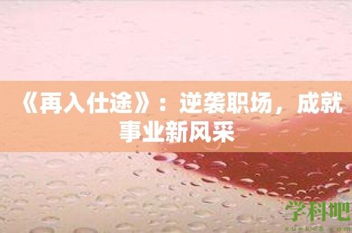 《再入仕途》：逆袭职场，成就事业新风采