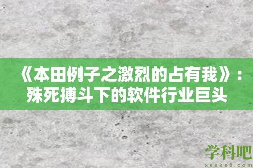 《本田例子之激烈的占有我》：殊死搏斗下的软件行业巨头