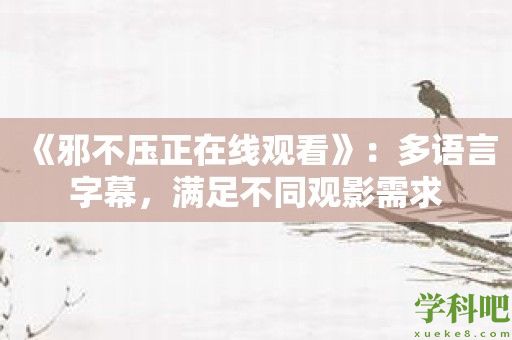 《邪不压正在线观看》：多语言字幕，满足不同观影需求