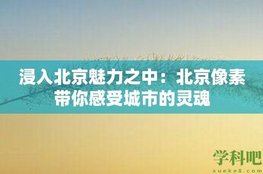 浸入北京魅力之中：北京像素带你感受城市的灵魂