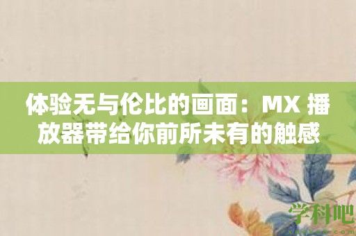 体验无与伦比的画面：MX 播放器带给你前所未有的触感