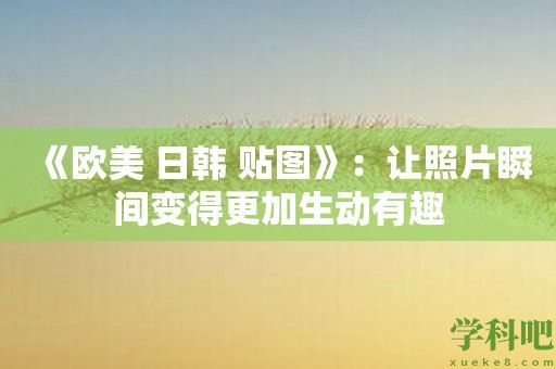 《欧美 日韩 贴图》：让照片瞬间变得更加生动有趣