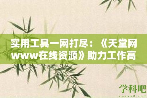 实用工具一网打尽：《天堂网www在线资源》助力工作高效进行