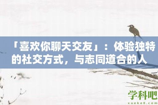 「喜欢你聊天交友」：体验独特的社交方式，与志同道合的人交流