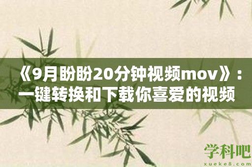 《9月盼盼20分钟视频mov》：一键转换和下载你喜爱的视频