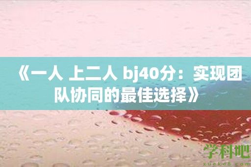 《一人 上二人 bj40分：实现团队协同的最佳选择》