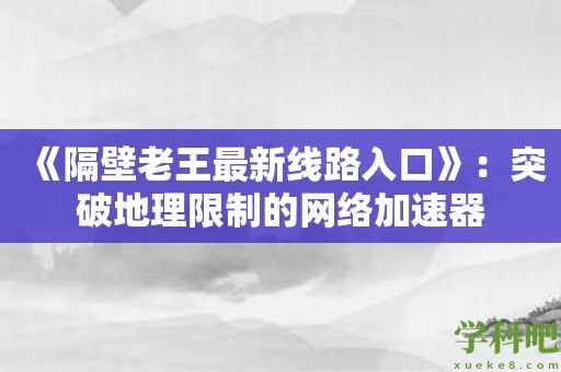 《隔壁老王最新线路入口》：突破地理限制的网络加速器